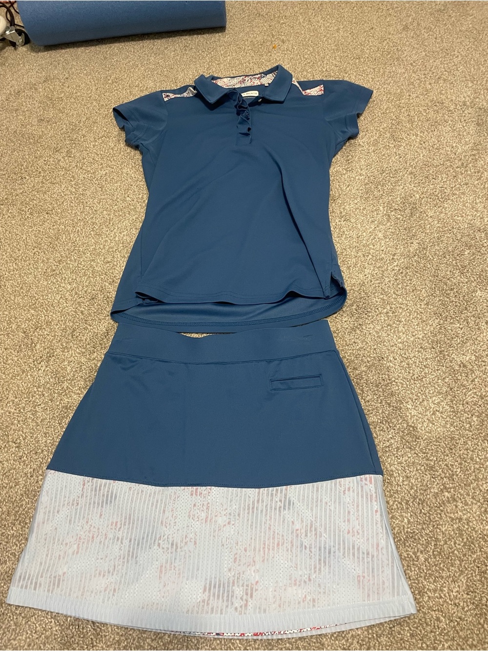Pebble Beach Dry Luxe Collared Shirt and Skirt Set Golf